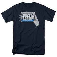 University of West Florida Adult T-Shirt State Shape, Navy, S-5XL