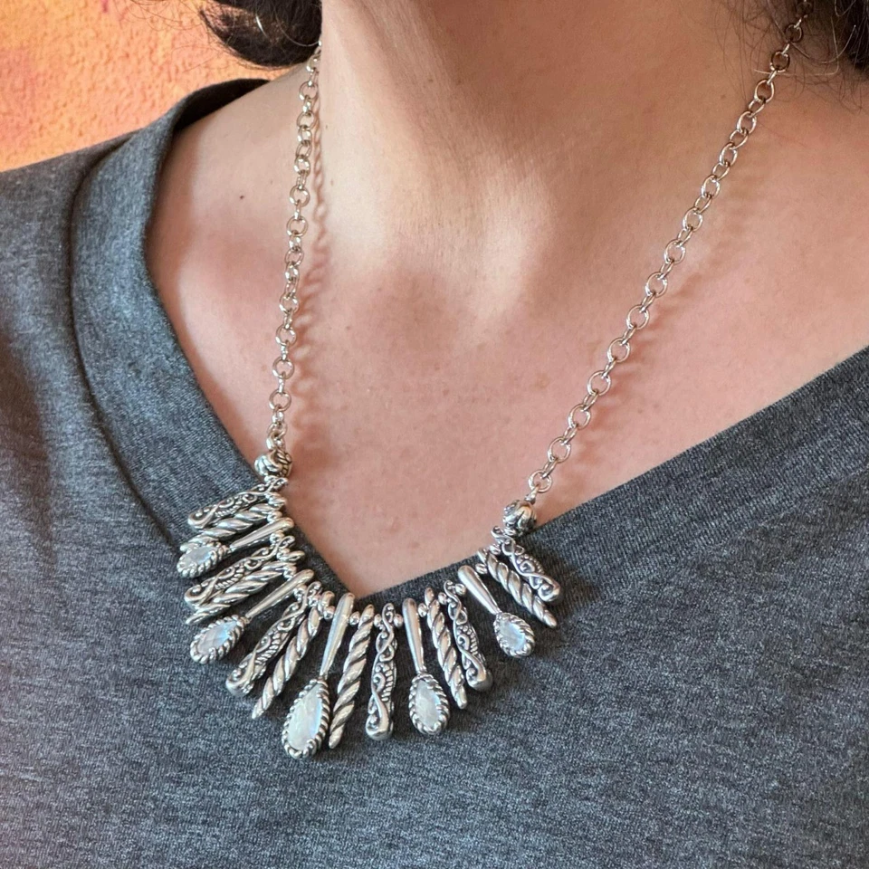 Collar para mujer Carolyn Pollack de plata esterlina madreperla doble dije Foto 4 de 4