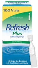 Refresh Plus Preservative-Free Lubricant Eye Drops, 100 Single Use  EX 10/26