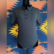 PrettyLittleThing Button top Black Bodysuit Excellent Condition Size 12 USA