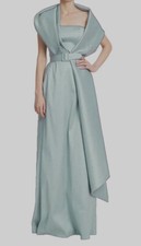 881 Badgley Mischka Women's Green Strapless Belted Wrap Gown Dress Size 2