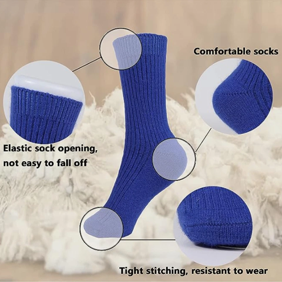 3 pares de calcetines térmicos gruesos 100 % lana multicolor de invierno para mujer de EE. UU. Foto 3 de 4