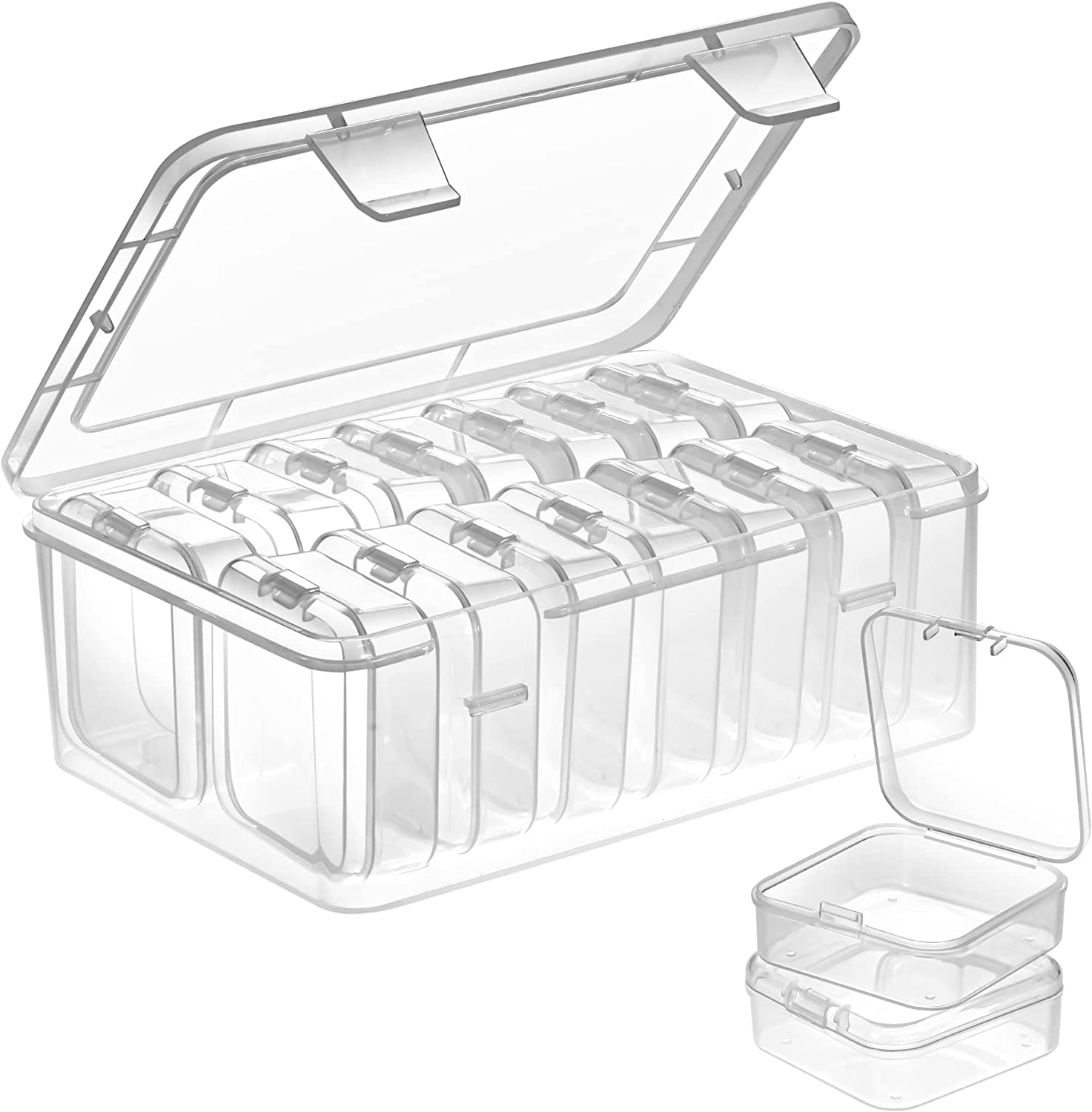 15-Piece Small Clear Plastic Bead Organizer Storage Cases  