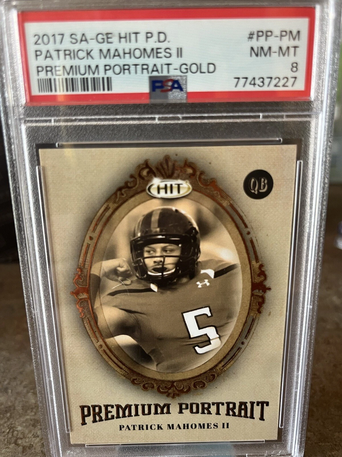 Patrick Mahomes SA-GE Hit Premier Draft Premium Portrait #PPPM Gold