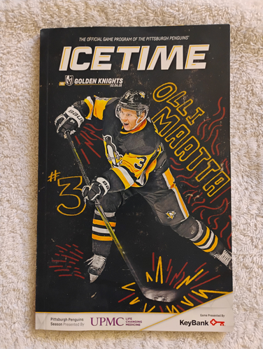 Vegas GK @ Pittsburgh Penguins Program Marc-Andre Fleury 1st return Game 2/6/18