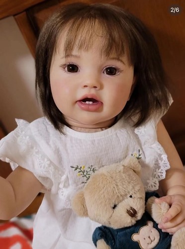 Real Life 24" Reborn Baby Dolls Lifelike Cloth Body Handmade Toddler Lovely Gift - Picture 3 of 6