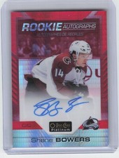2020-21 O-Pee-Chee Platinum Shane Bowers Rookie Auto Red Prism /50 Avalanche