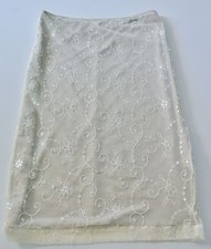 Beige Sequined Embellished BEBE Knee-Length Nylon/Polyester Skirt, Sz S