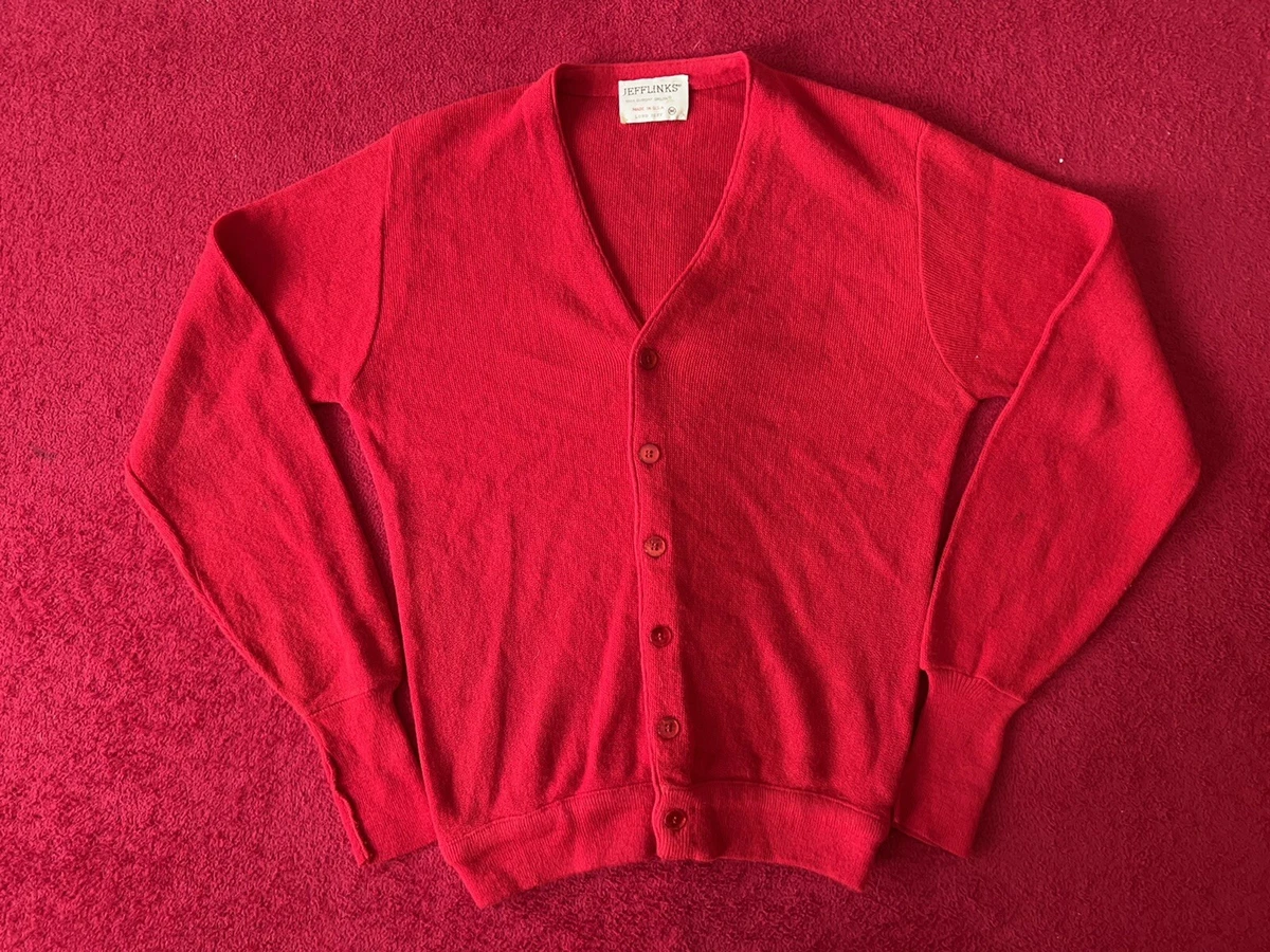 Medium Vintage USA Made Lord Jeff JEFFLINKS 100% Dupont Orlon Cardigan Sweater