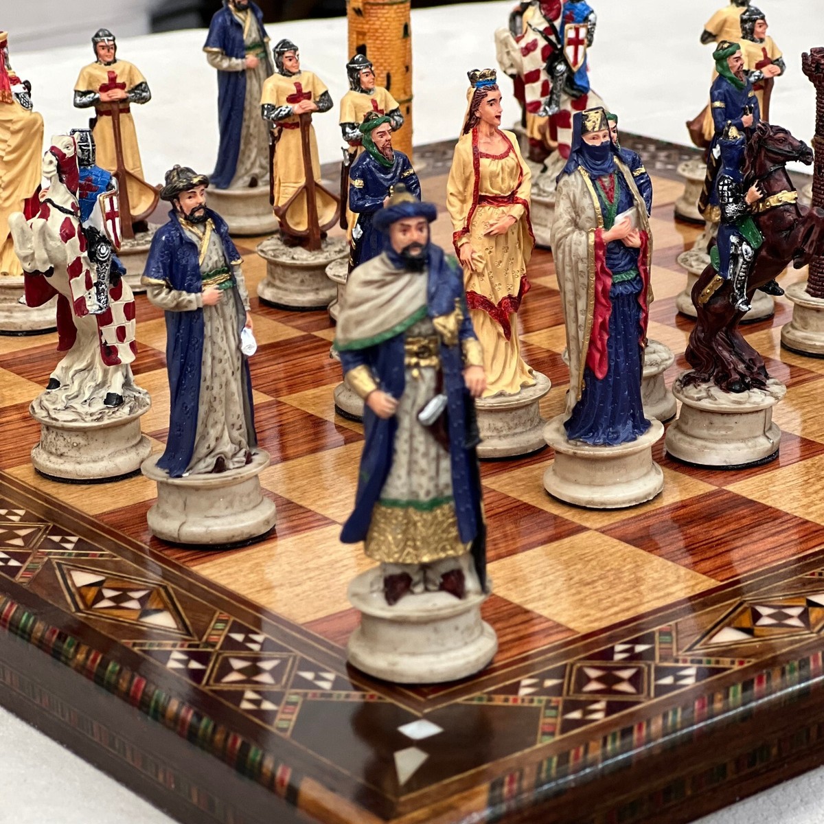 20.5 Inches Istanbul Chess Set Walnut - Mother of Pearl inlaid Chess B –  Craftsoy