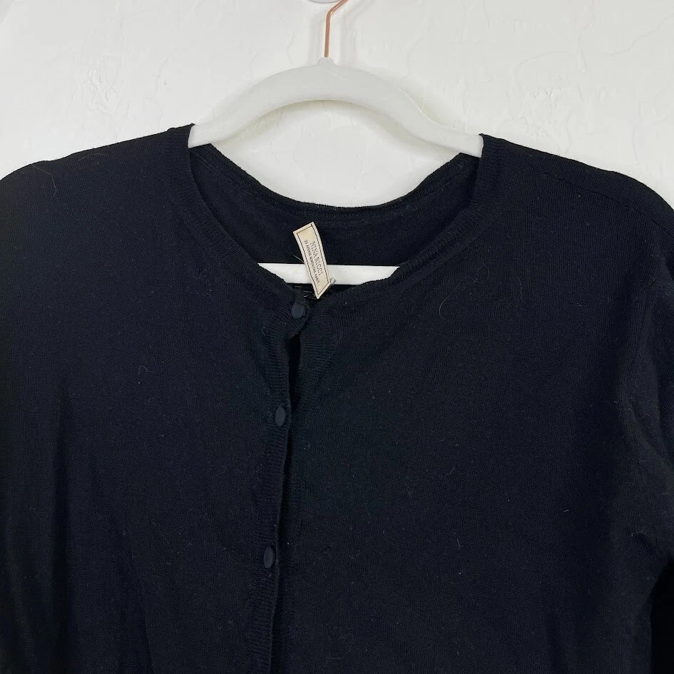 Cárdigan Suéter Nina Ricci Mujer Lana Seda Abotonado Talla M Negro Cápsula Cremallera Foto 2 de 4