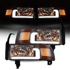 Led Headlights For 1994-2001 Dodge Ram 1500 2500 3500 Headlamps Chrome Clear