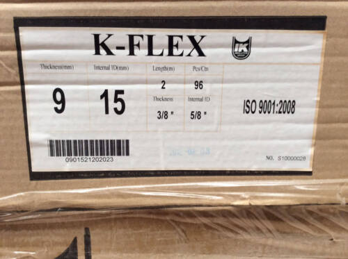 K-FLEX Pipe Insulation 9mm x 15mm 3/8 x 5/8 - BOX QUANTITY - Picture 1 of 1