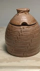 Vintage Frankoma #803 Beehive Honey Pot with Lid Bee Finial Brown 5” In Height.