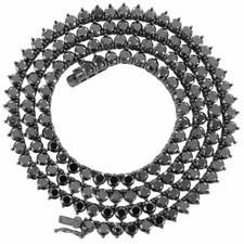 Lab Diamonds 3 Prong 4MM Necklace Black Finish Black 18-24'' Tennis Chain