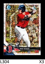 1-2018 BOWMAN CHROME DRAFT SPARKLE REFRACTOR NICK DECKER RED SOX SP QTY