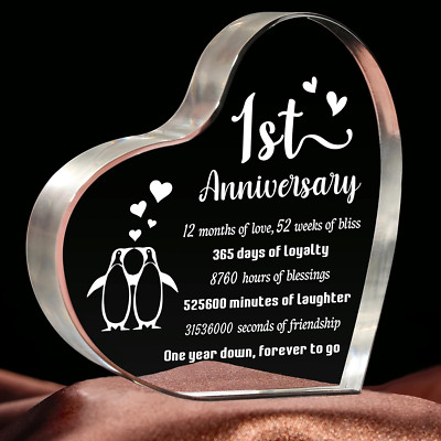 1 Year Anniversary Wedding Gifts for Him Her, One Year Anniversary Boyfriend ...