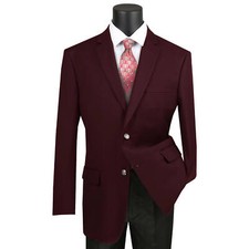 VINCI Men's Burgundy Reg Fit Notch Lapel Sport Coat - NEW