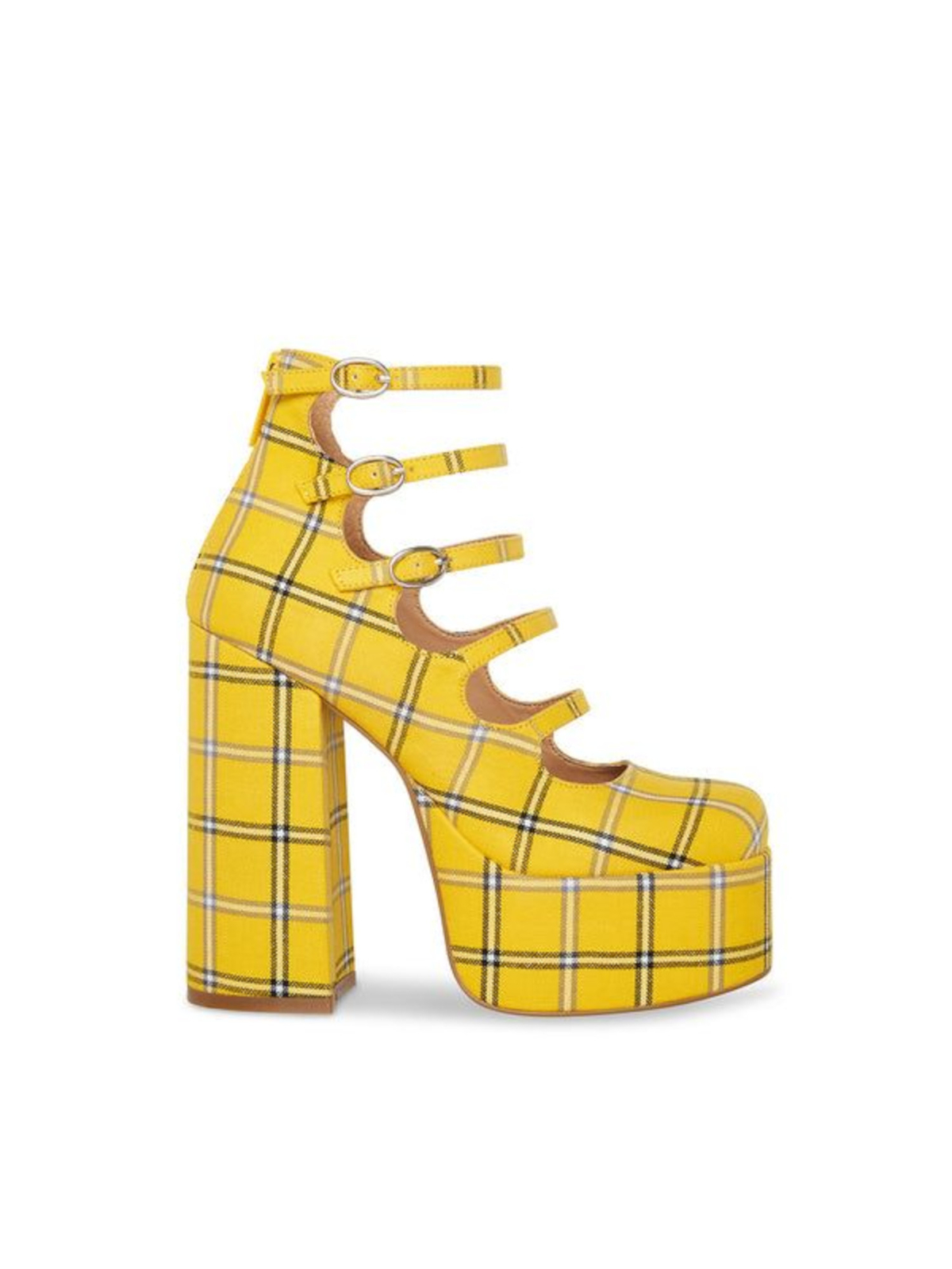 Женские туфли-лодочки STEVE MADDEN в желтую клетку на платформе с 3 носками и блочным каблуком 6,5 М