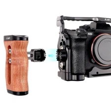 Wooden Side Handle Grip Quick Release Mount for Any DSLR Mirrorless Camera Cage
