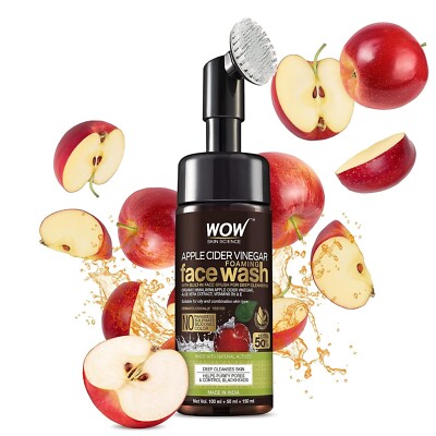 WOW Skin Science Apple Cider Vinegar Foaming Face Wash Built in Brush Deep Clean