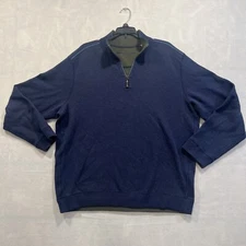 Tommy Bahama Sweater Mens Large Long Sleeve 1/4 Zip Pullover Reversible