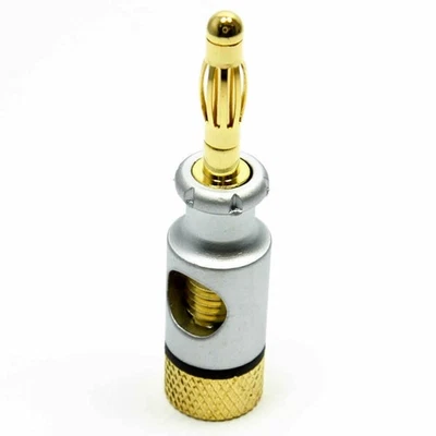 Fiches banane HQ 4mm pour connexions câble haut-parleur 6mm argent et noir [005888] - Photo 1/3