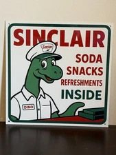 Sinclair Gasoline  Dino Store Soda Pop  Snacks Advertising  Vintage Style Sign