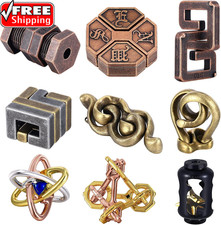 9 Pcs Metal Brain Teaser Puzzles Teaser 3D Steel Puzzle for Adults Unlock Interl