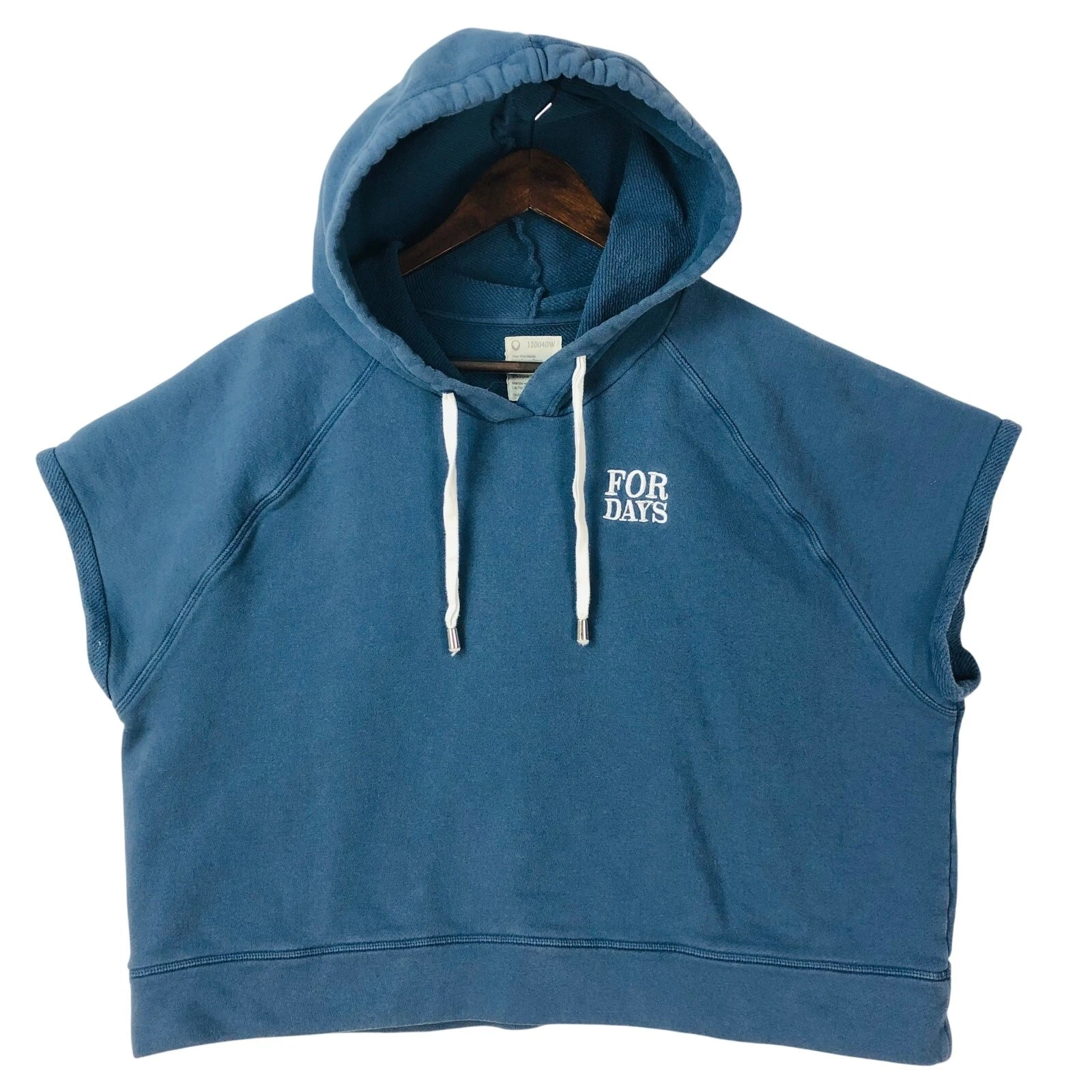 For Days Eco Friendly Sleeveless Hoodie Blue Logo Hooded Women’s 2XL EUC
