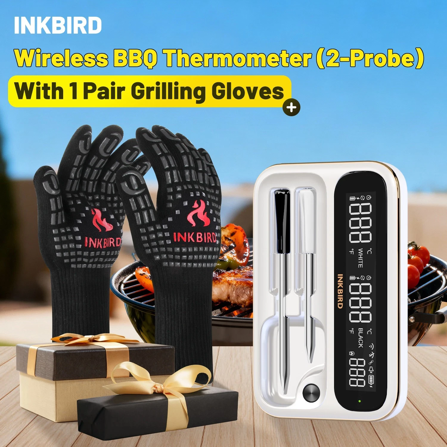 INKBIRD Wireless Meat Thermometer Outdoor Cooking BBQ Gloves WiFi Unlimited Rang
Opens in a new wind