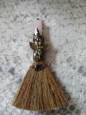 Crystal Witch Broom 7" With Rose Quartz Brand New