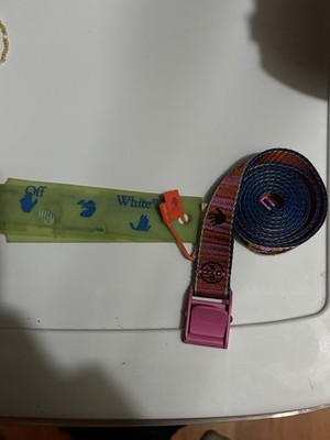 Off-White Pink Orange Blue Women's Adjustable Striped Belt with Buckle