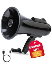 Loudmore 30 Watt Black Rechargeable Megaphone Bullhorn Speaker, Siren and...