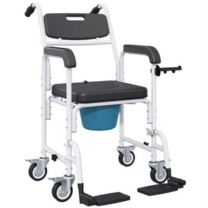 Yescom Bedside Shower Commode Wheelchair w/ wheels for Seniors Elderly Disabled