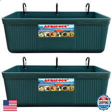 Large Feed Trough and Goat Feeder - 2 Pack Hanging Feeder with Clips, Waterer Bu
