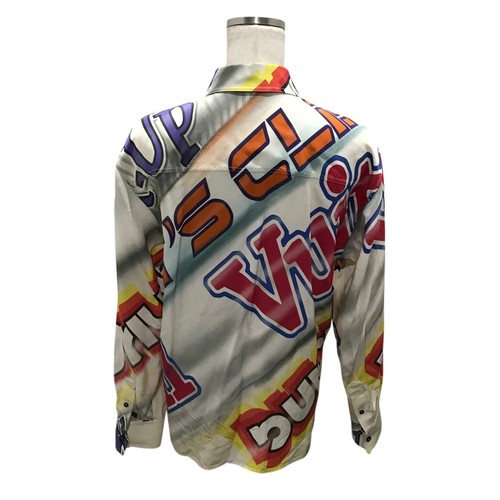 LOUIS VUITTON Used Graphic Statement Logo Shirt FKTO04 White x Multi Size34 Revi - Picture 2 of 8