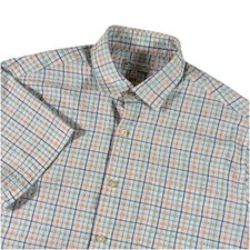 Peter Millar Shirt Mens Medium White Plaid Summer Comfort Seersucker Button Up