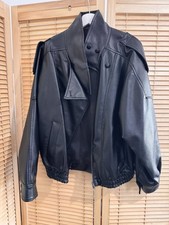 Black Faux Leather Funnel Neck Jacket SizeSmall