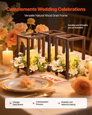 24 Pcs Wooden Wedding Lantern, Brown