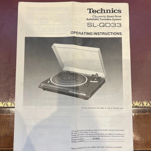 Technics SL-QD33 Record Player / Turntable Owners / User Manual *Original*