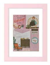 ACEO/ATC Mixed Media Art Card 2.5 x 3.5 Signed Original Cozy Goals Books Coffee