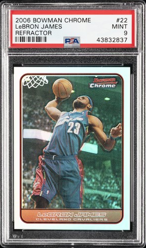 2006 BOWMAN CHROME REFRACTOR #22 LEBRON JAMES #/249 PSA 9