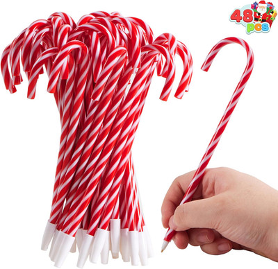 48 Pcs Christmas Candy Cane Ballpoint Pens Blue Ink Holiday Gift Party Favor Set