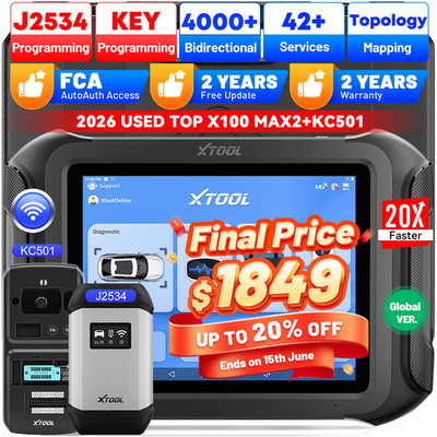2026 XTOOL X100 MAX2 +KC501 Auto IMMO Key Programmer J2534 ECU Programming Tool