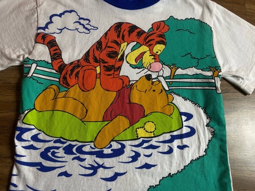 Vtg 90s Rare Winnie The Pooh Tigger AOP Disney Store Catalog Kids Tee Small Cute - Picture 6 of 12