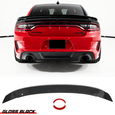 Gloss BlK Rear Trunk Wing Spoiler For 2015-2023 Dodge Charger SRT Hellcat Style