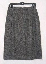 Vintage Midi Skirt Sz Small 100 Wool Gray A Line Warm Academia Winter Made USA