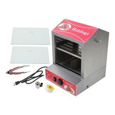 27L Commercial Hot Dog Bun Steamer 2-Tier Electric Warmer Display Slide Doors