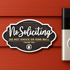 No Soliciting Sign for House Door - Do Not Knock or Ring Doorbell Sign for Front